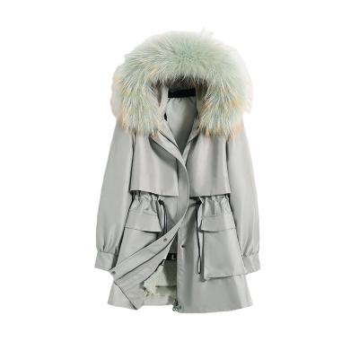 China YOUANNA Anti-Wrinkle Women Winter Parka Coat Lady Rabbit Fur Lined Jacket Fox Fur Hoodie Casual Coat HW1052 for sale