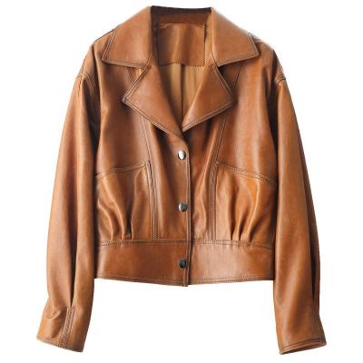 China YOUANNA Waterproof Women Coats Lady Trench Leather Jacket Official Genuine Leather Top Layer Sheep Leather Coat Women HW3062 for sale