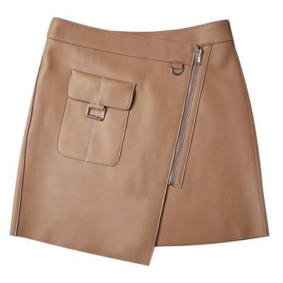 China Official Ditch Genuine Leather Woman High Waist Dress Causal Mini Skirt sexy HW3086 women's breathable woman skirt from YOUANNA for sale