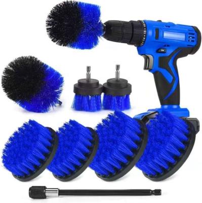 China Drill Attachment 9pcs Bathroom Tile Car Auto Tire Carpet Upholstery Cleaner Detailing Scrub Brush Set for sale