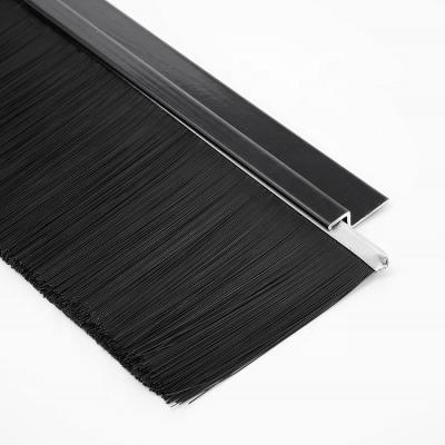 China Modern Door Brush H-Shape Bottom Brush Black Nylon Filament Brush With Foil for sale