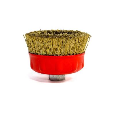 China Brass Coated Steel Wire Cup POLISHING Brush For Angle Grinder for sale