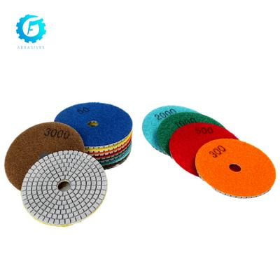 China 4 Inch Stone Floor Marble Wet Step 3 Diamond Polishing Pad Set for sale