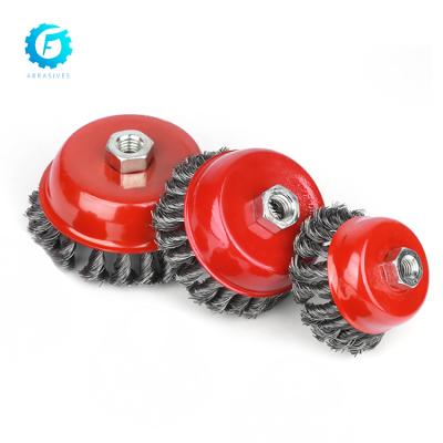 China Metal Cup Polishing Brush with 1/4 Brush Wire Bristle Copper Wire Wire Brush Steel Cup for sale