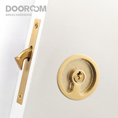 China Dooroom Sliding Door Brass Handle Flush Pulls Lock Wooden Door Set PVD Super Slim Inlaid Glossy Gold Full Matt Black D187 D188 D189 D190 for sale