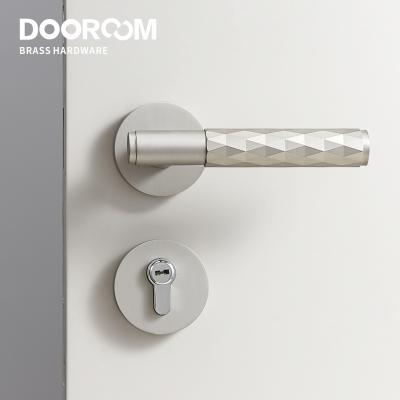 China Dooroom Door Lock Set Brass Nickel Diamond Cutting Interior Door Lever Privacy Passage Key Dummy Escutcheon A308B-250-SN for sale