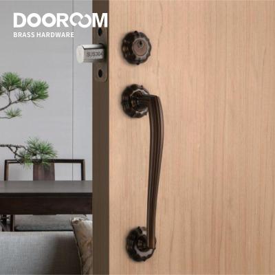 China DOOROOM Entry Door Single Cylinder Handleset Lever Brass Door Handle For Entry Deadbolt Keyed Front Door Entry for sale