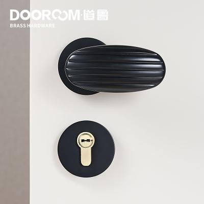 China Dooroom Door Lock Brass Lever Set Modern Black Gold Room&Bathroom Door Lock Personalized Interior Dummy Split Handle A308B-220 for sale