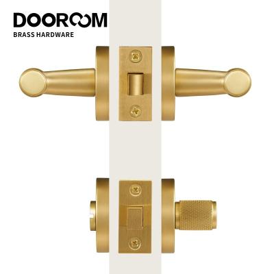 China DOOROOM Brass Knurled Thumb Turn Key Latch Handle Cylinder Key Escutcheon Passage Piece Lock Thumb Turn for sale