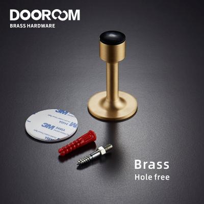 China Dooroom Modern Brass Door Stops Hole Wall Free Heavy Duty Floor Mount Non Magnetic Door Stopper Bathroom Bumper for sale