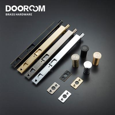 China Dooroom Flush Bolt Security Modern Solid Brass Latch Concealed Slide Lock Lever Action 8