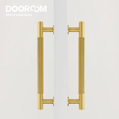 China Modern Brass Lined Double Door Handles Double Door Dooroom Door Shower Room Single Side Wooden Matt Gold Black Pulls Liner Double Barred for sale