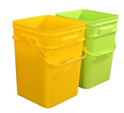 China 5 Gallon 6 Gallon Verf Custom Plastic Bucket Bucket met dicht deksel Vierkante vorm Bucket Te koop