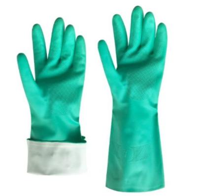 China Chemical Green Nitrile Rubber Hand Protection Protective Gloves for sale