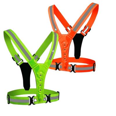 China High Visibility Night Walk Safety Mesh Safety Flashing Reflective Led Light Vest for sale