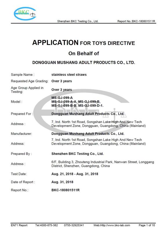 CE - Dongguan Mushang Future Cosmetics Co., Ltd.