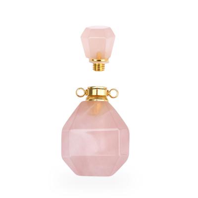 China CLASSIC Perfume Bottles Pendant Natural Crystal Bottles With Healing Rose Quartz Stone Lid for sale