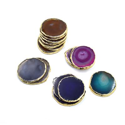 China 2018 New Arrival Sustainable Jade Quartz Agate Coaster Obsidian Many Color Agate Coaster for sale