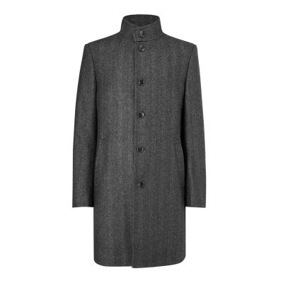 China Anti-wrinkle good quality dark gray herringbone split peacoat fit for custom made man's winter long coat for sale