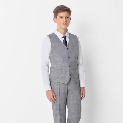 China Gray Check Boys Children Formal Blazer Suits 5 Pieces Formal Kid Agile Suit Baby Outfit Fashion for sale