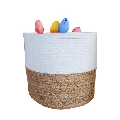 China Sustainable Hot Selling Foldable Round Toy Storage Basket Cotton Rope Storage Basket for sale