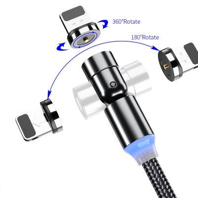 China Multi Function Data Transfer Cable Multi Function Fast Charging 3 In 1 USB Cable Projector 540 Degree Rotating Magnetic Line For Apple Micro Type-C for sale