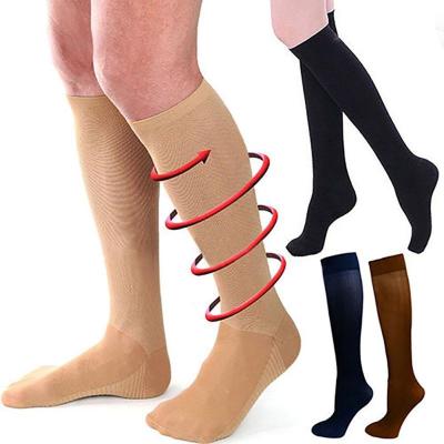 China Varicose Vein Nurse Beige Unisex Breathable Nurse Knee Medical Compression Socks Breathable Stockings for sale