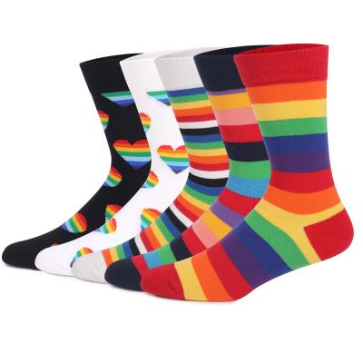 China Custom Sports Athletic Athletic Crew High Quality Cotton Happy Colorful Casual Socks for sale