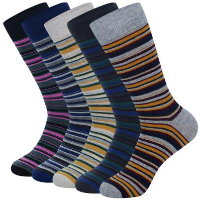 China OEM Stripe Business Casual Dress Crew Logo Cotton Sock Office Men Athletic Sporty Dress Classic Formal Socks for sale