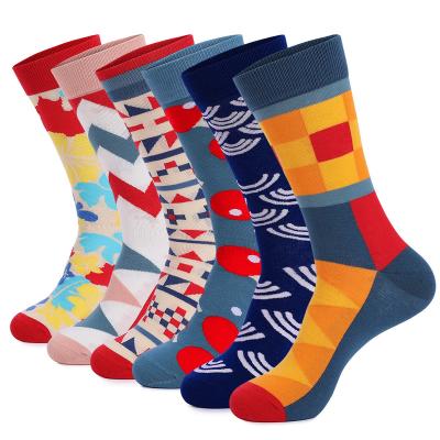 China Custom Colored Sock of Designer Sporty Cotton Business Men's Happiness Socks Dress for sale