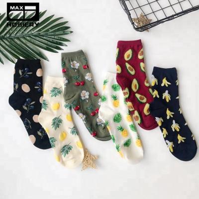 China Antibacterial Colorful Patterned Antibacterial Fruit Women's Crew Socks Women's Cute Funny Socks for sale