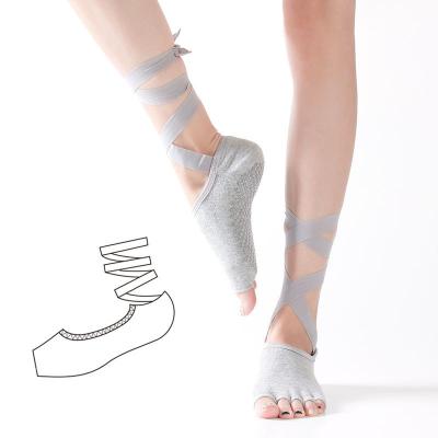 China Amazon Yoga QUICK DRY QUICK DRY Socks Non Slip Lace Barre Ballet Socks Sheer Bandage Cotton Pilates Socks Grips for sale