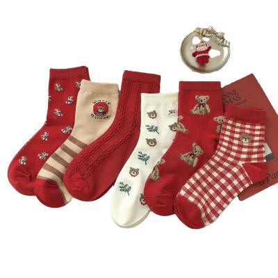 China Wholesale Creative Disposable Red Bear Children's Lovely Student Calf New Christmas Socks Disposable Socks In Autumn And Winter for sale