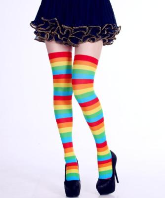 China Colorful Compression Fashion Christmas Holiday Socks For Women Long Above Knee for sale