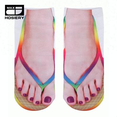 China Novelty 3D Funny Antibacterial Antibacterial Flip Flop Printed Socks Low Casual Cut-Out Socks for sale