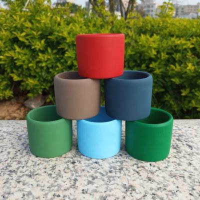 China Hot Selling American Style Mini Cylinder Cheap Garden Terracotta Home Decor Multicolor Glazed Flower Pots For Plants for sale