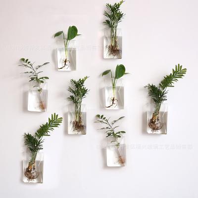 China Fashion Modern Glass Wall Mounted Hydroponic Home Vase Pot Hydroponic Flower Arranging Device Hydroponic Container for sale