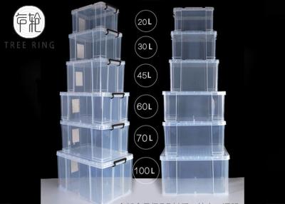 China 32 Liters Clear Plastic Foldable Container , Food Grade Plastic Stacking Crates for sale