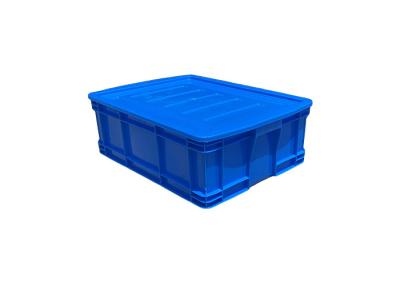 China HDPE Euro Behälter-blaue Farbgerade Wand-Behälter mit Deckeln stapelnd 500*380*180mm zu verkaufen