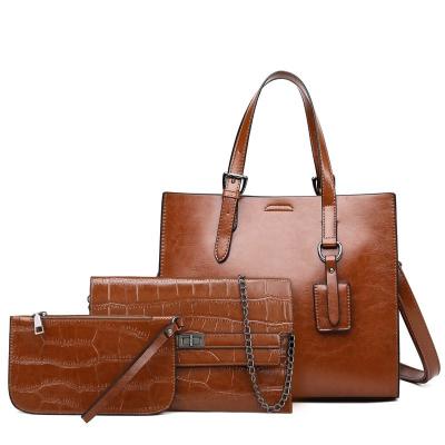 China 2021 New Fashion High Quality Women's 3 Set Handbag Set Design Shoulder Bag Large Capacity Luxury Purse for sale