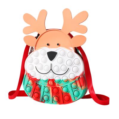 China Fashion Kids Silicone Decompression Toy Christmas Shoulder Bags For Gift Relieve The Child That The Stirring Person Push Them Bubble Coin Purse for sale