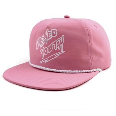 China Custom logo printed snapback hat flat brim nylon rope hat COMMON for sale