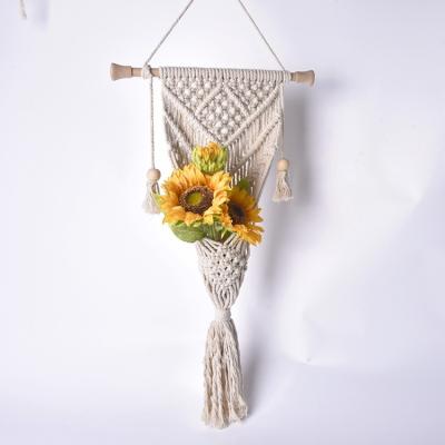 China Popular DIY Handmade Woven Cotton Rope Garden Flowerpot Pocket Net Hanging Basket Indoor Plant Outdoor Pot and Door for sale