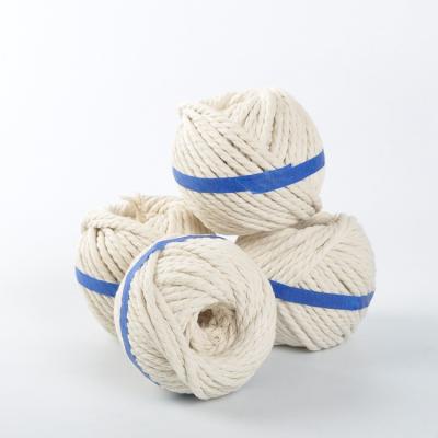 China Gift Packing 1/2 Inch 1/4 Inch 5mm 6mm Three Strand Snow Ball Dog Macrame White Single Cotton Rope Tie 7mm for sale