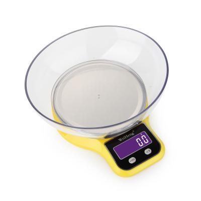 China Weight Measuring HOT Weiheng 5kg 1g Digital Kitchen Scale With Stainless Steel Bowl And Platform for sale