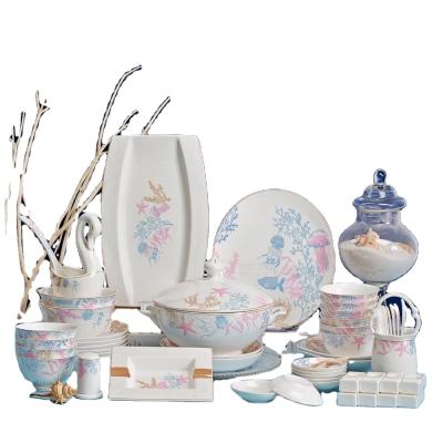 China Stocked 50pcs bone china dinner set with good quality for hotel home restaurant for sale