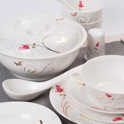 China Viable Wholesale Cheap Ceramic Decal Bone China Dinner Set Custom Design Dinnerware For 8 People for sale