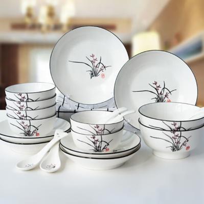 China Wholesale Ceramic Decal Stocked Dinnerware Set New Bone China Bowl Dish Durable Porcelain Dinnerware+Sets for sale