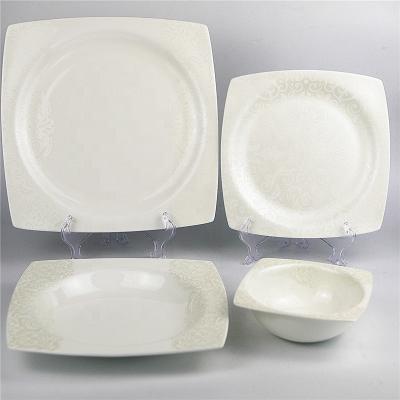 China Wholesale Custom Bone China Square Dinner Set Dishes Stocked Porcelain Charger Plates Ceramic Dishes Dishes for sale