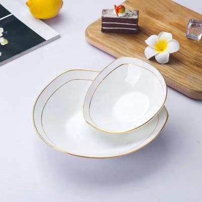 China Wholesale High Quality Stocked GoldBone Porcelain Triangle White Bowls for sale